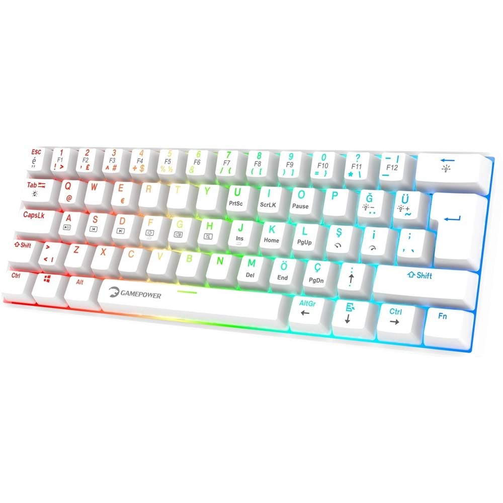 GAMEPOWER LYRA RGB 60M MEKANİK GAMİNG KLAVYE BLUE SWİTCH BEYAZ
