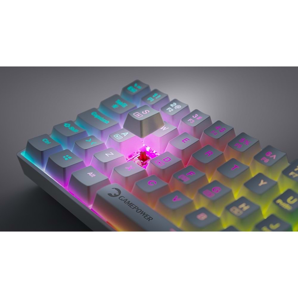 GAMEPOWER LYRA RGB 60M MEKANİK GAMİNG KLAVYE BLUE SWİTCH BEYAZ