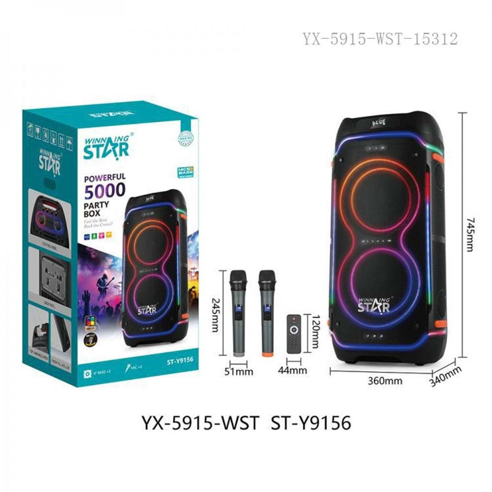 WİNNİNG STAR ST-Y9156 5000 PARTY BOX HOPARLÖR