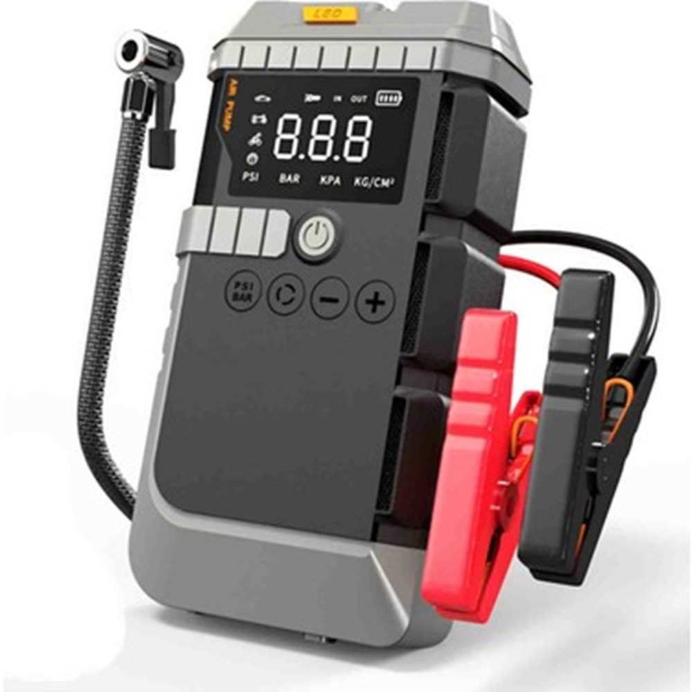 4in1 AKÜ ŞARJI/LASTİK KOMPRESÖRÜ/FENER/POWERBANK CİHAZI JUMP STARTER AH-185