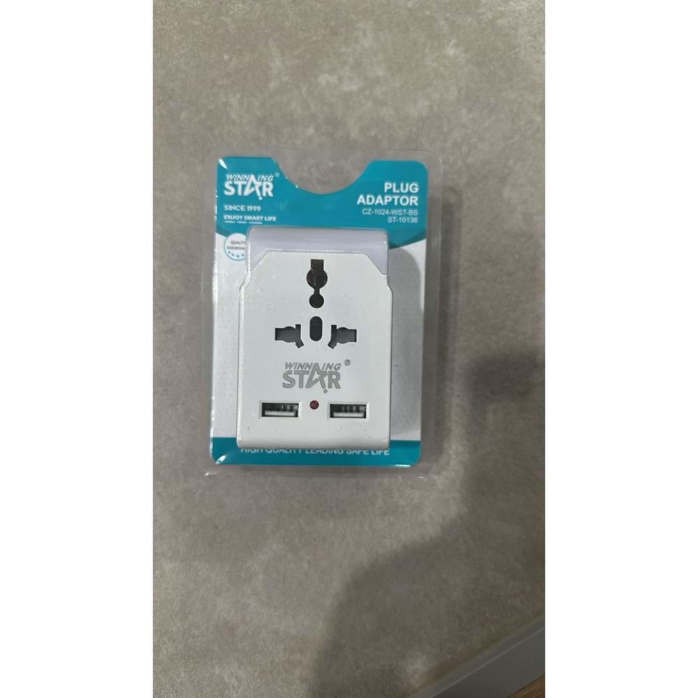 WİNNİNG STAR ST-10136 ÇOKLU UNİVERSAL ADAPTOR 2USB