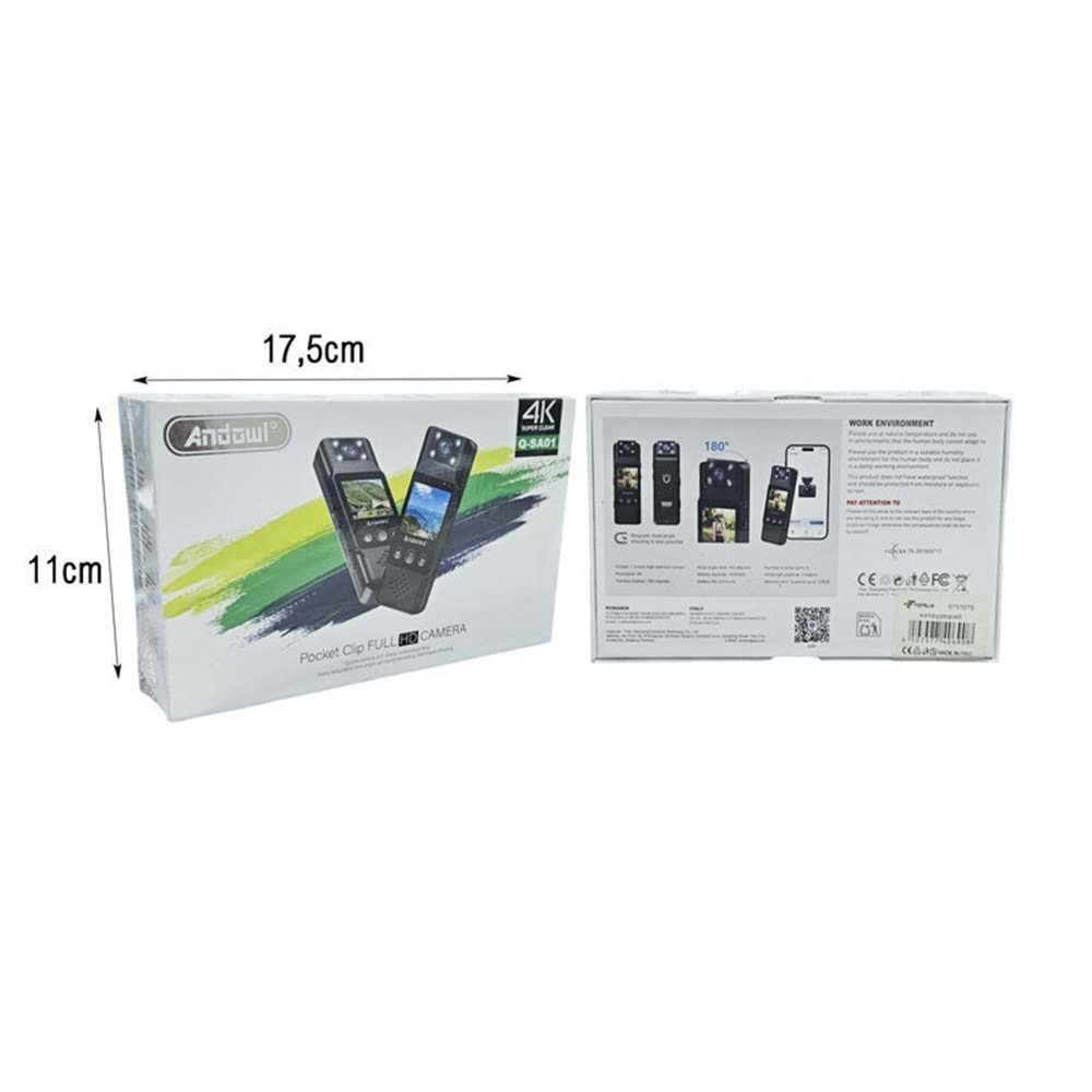 ANDOWL 4K POCKET CLİP FULL HD CAMERA Q-SA01 2554128