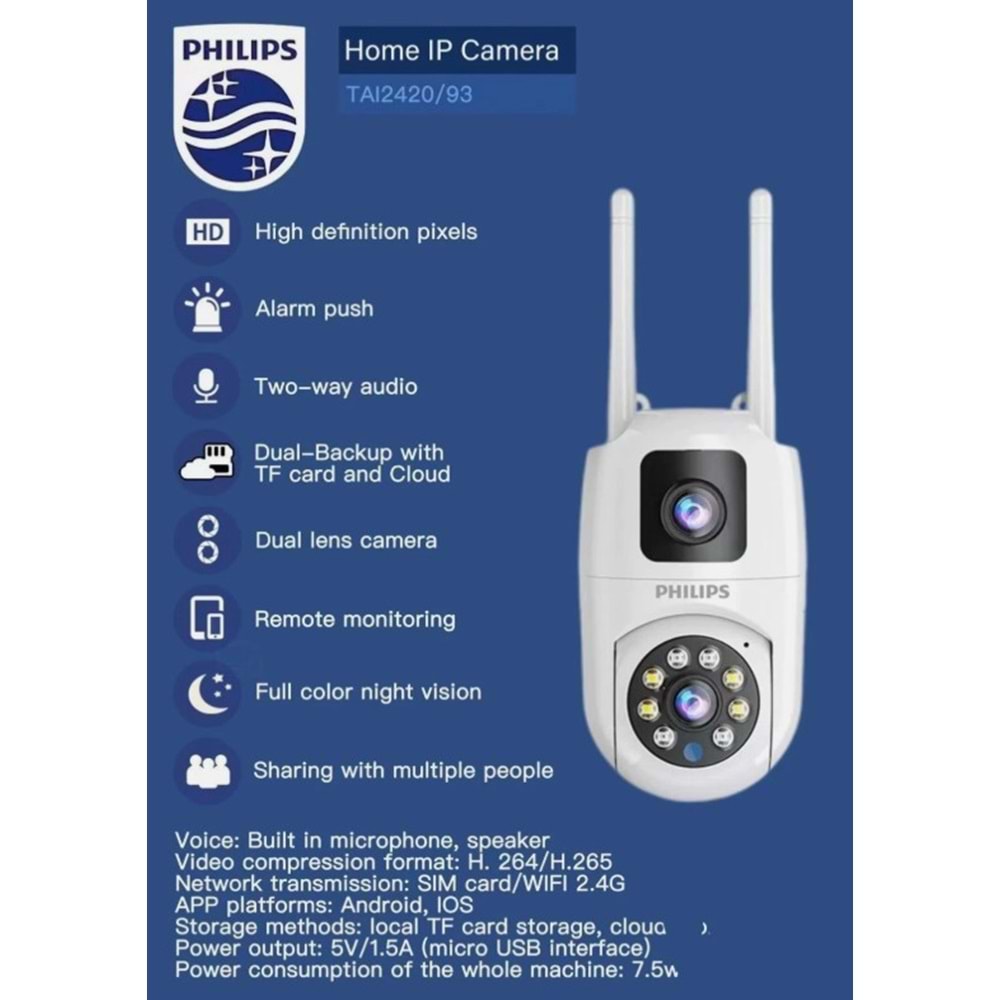 PHİLİPS TAI2420 AKILLI EV IP GÜVENLİK KAMERASI (255205)