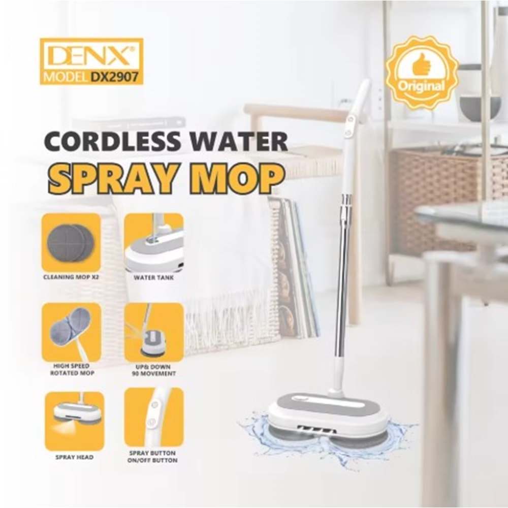DENX KABLOSUZ ŞARJLI MOP SÜPÜRGE SU PÜSKÜRTMELİ DX2907 2553030