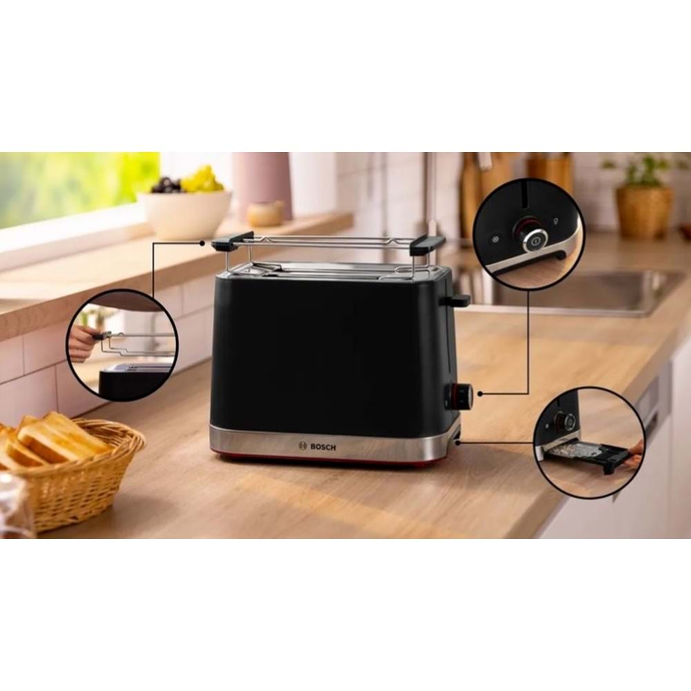 BOSCH TAT4M223 MYMOMENT 2 DİLİMLİ EKMEK KIZARTMA MAKİNESİ - SİYAH