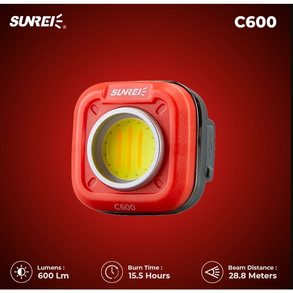 SUNREİ C600 MAX 600 LUMENS ŞARJLI LED IŞIK / KAMP IŞIĞI
