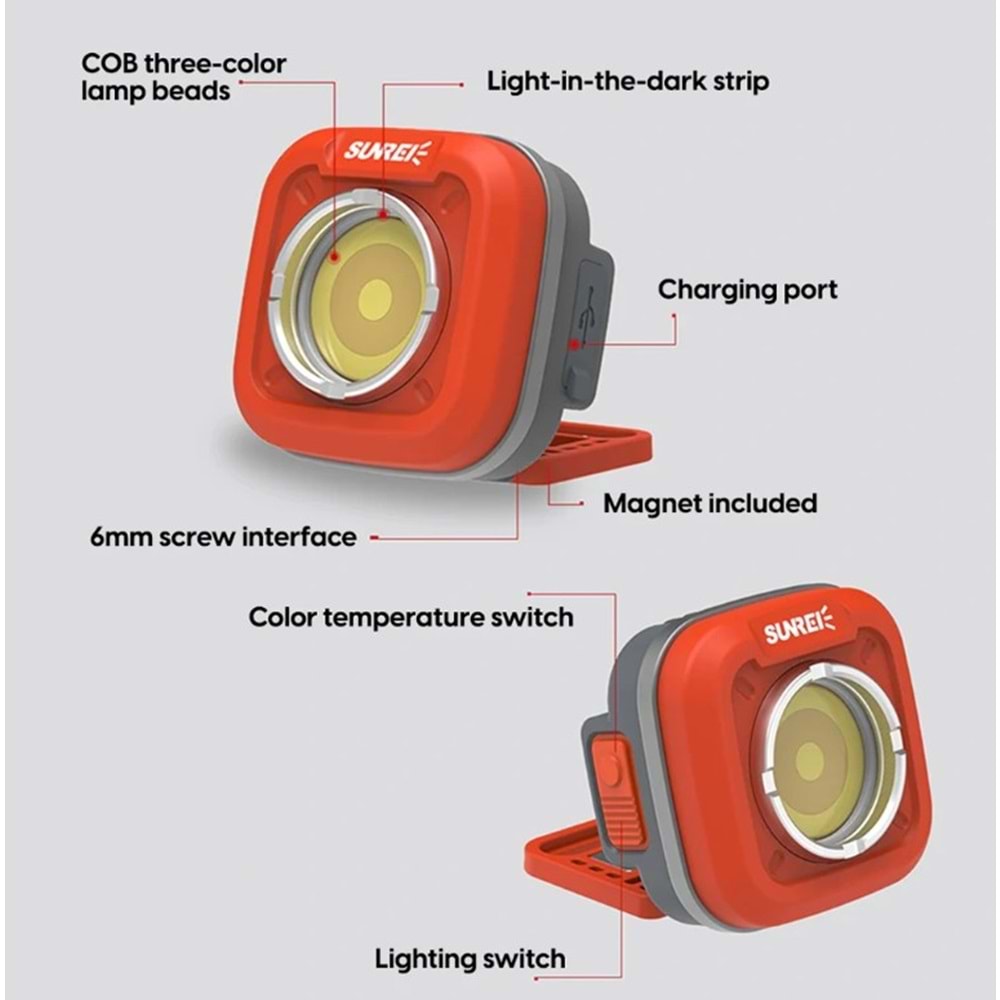 SUNREİ C600 MAX 600 LUMENS ŞARJLI LED IŞIK / KAMP IŞIĞI