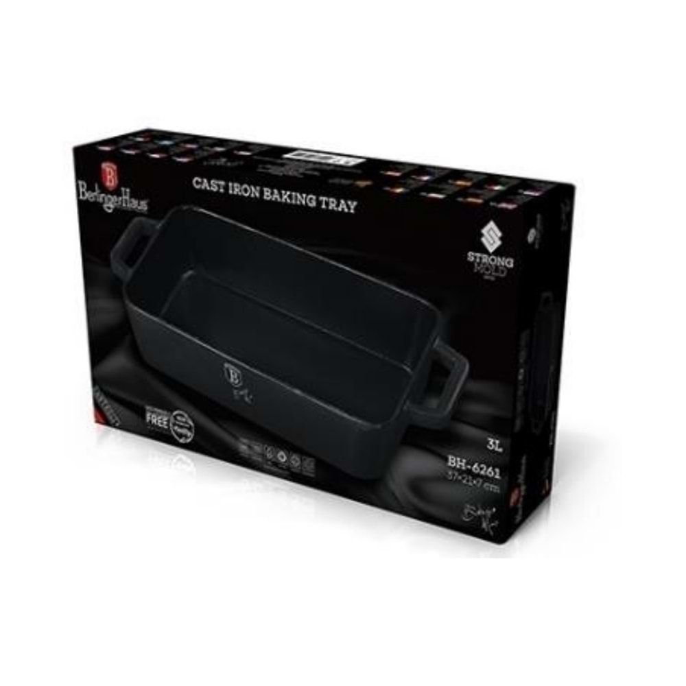 BERLİNGERHAUS BH-6261 DEMİR DÖKÜM FIRIN TEPSİSİ DİKDÖRTGEN MAT SİYAH