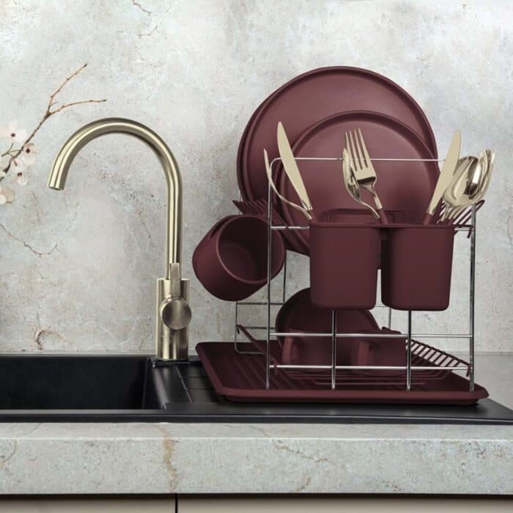 BERLİNGERHAUS BH-8594 BULAŞIK KURUTMA RAFI MAT BORDO