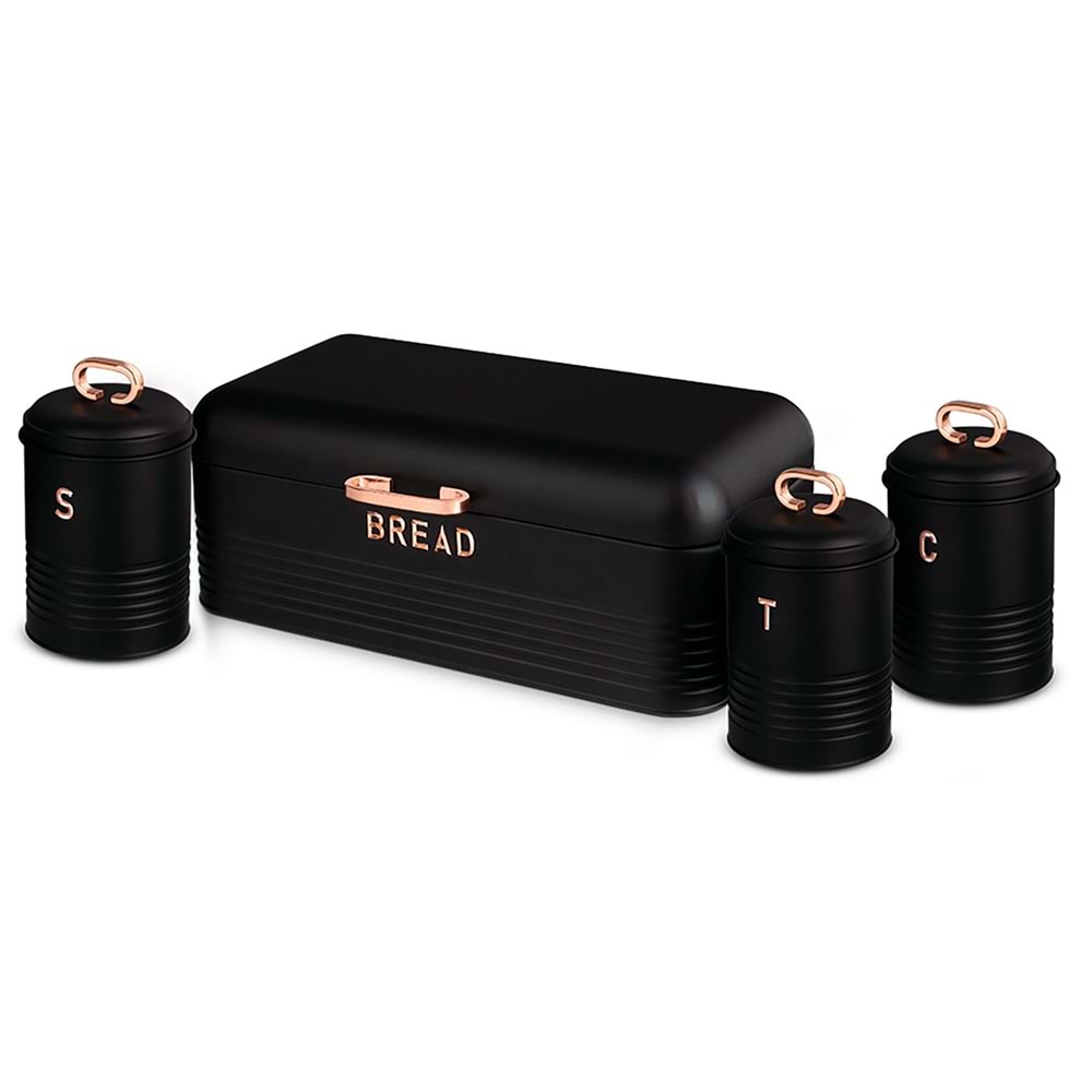 BERLİNGERHAUS BH-6753 EKMEK KUTUSU VE MUTFAK SAKLAMA KABI 4 PARÇA BLACK ROSE