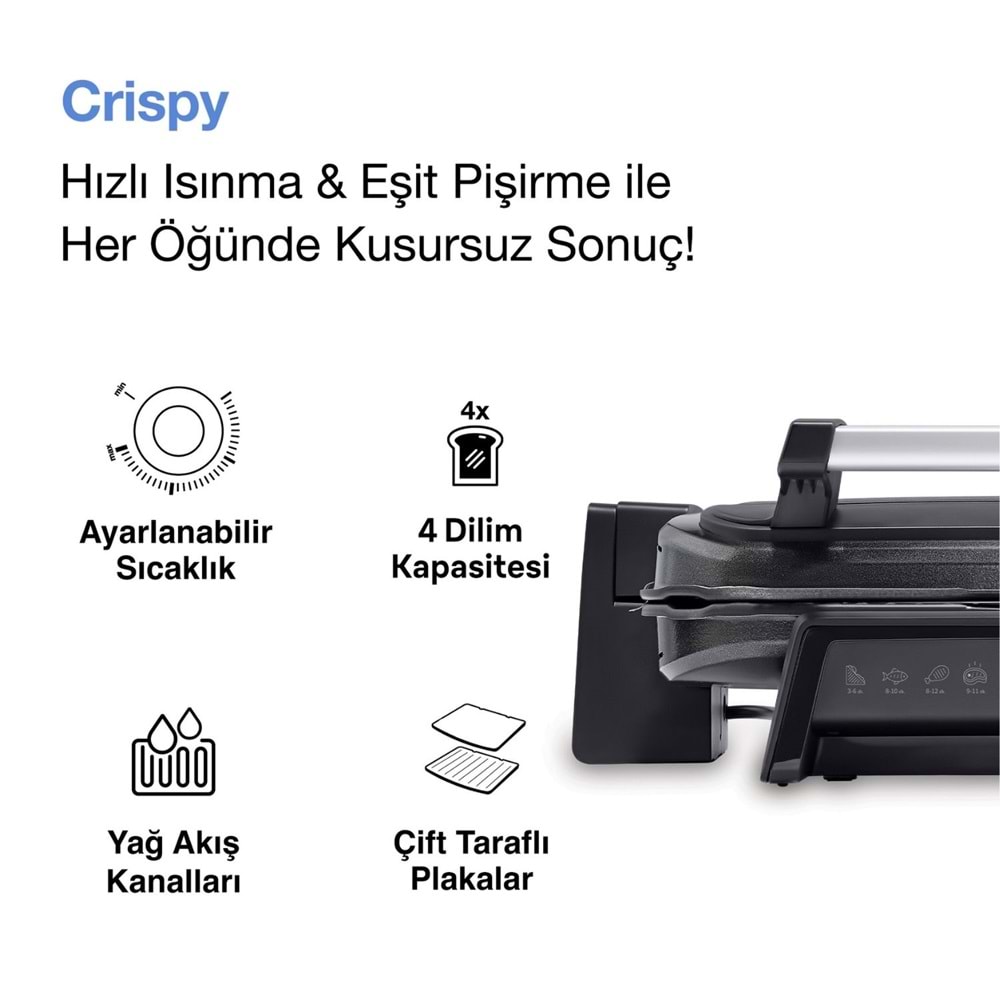 FAKİR CRİSPY IZGARA VE TOST MAKİNESİ - MAT SİYAH