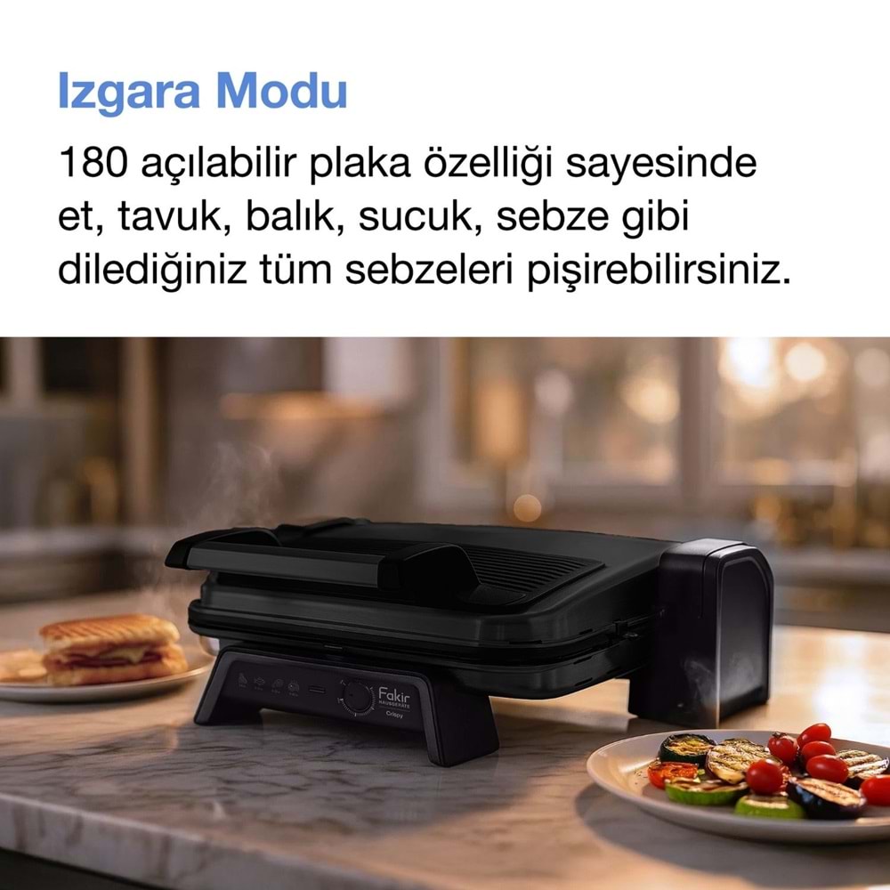 FAKİR CRİSPY IZGARA VE TOST MAKİNESİ - MAT SİYAH