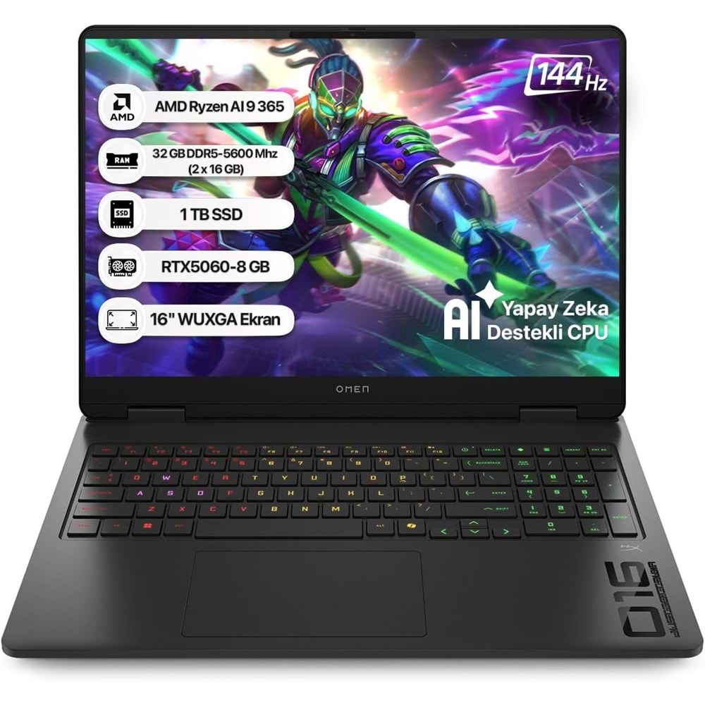 HP OMEN C12CPEA AMD RYZEN AI 9 365 32GB/1TB RTX5060-8GB EKRAN KARTI OYUNCU LAPTOP