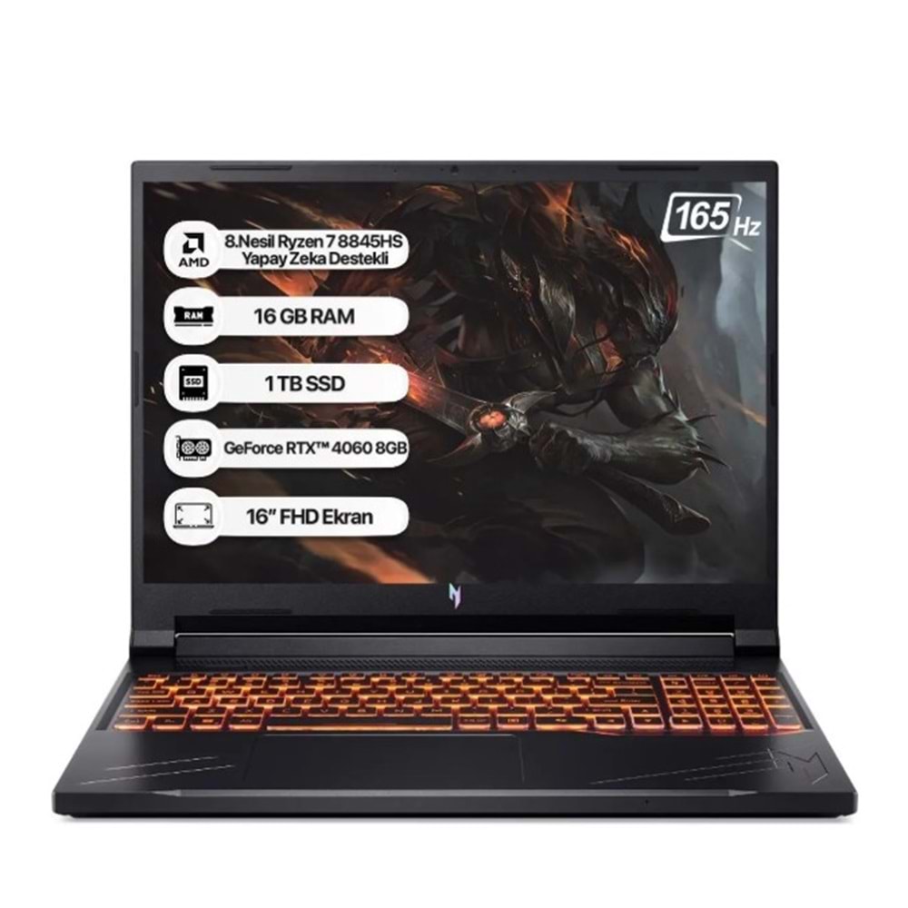 ACER NİTRO V16 NH.QRUEY.005 AMD RYZEN 7 32GB/1TB RTX4060-8GB EKRAN KARTI OYUNCU LAPTOP