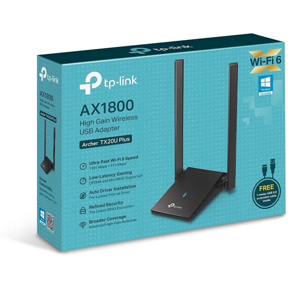 TP-LİNK ARCHER TX20U PLUS DUAL ANTENNAS HİGH GAİN WİRELESS USB ADAPTER