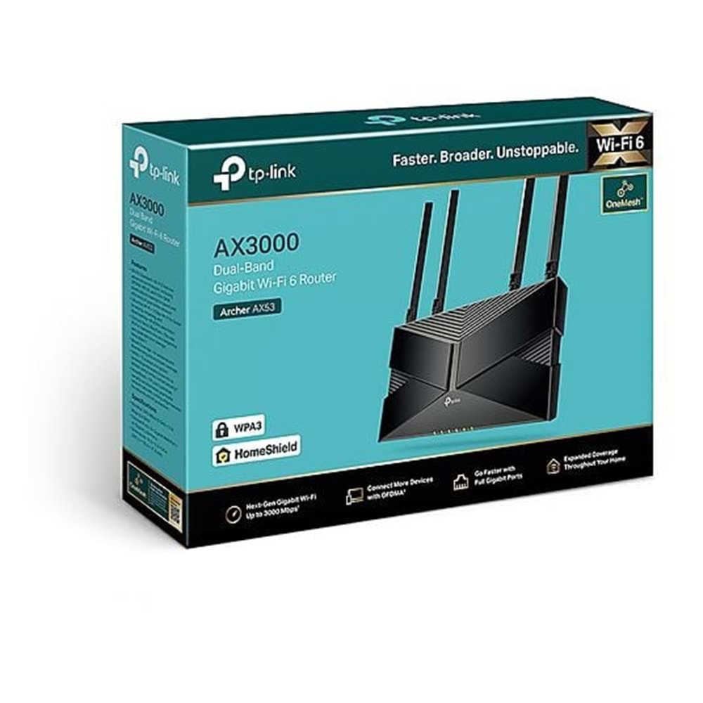 TP-LİNK ARCHER AX53 DUAL BAND GİGABİT Wİ-Fİ 6 ROUTER AX3000