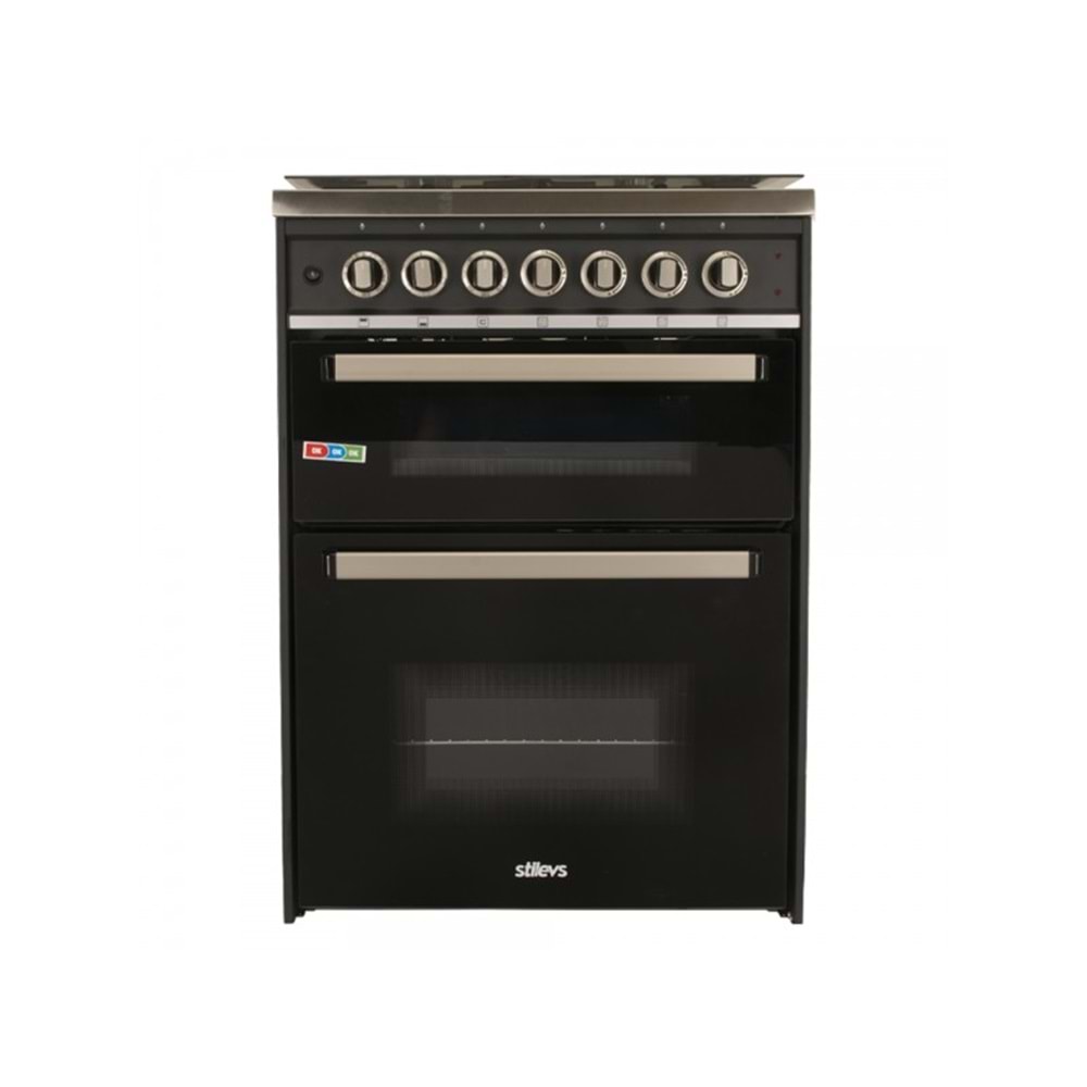 STİLEVS SİYAH ÇİFT KAZANLI SOLO FIRIN ST-FR6060SEMIWOKDUO-BL