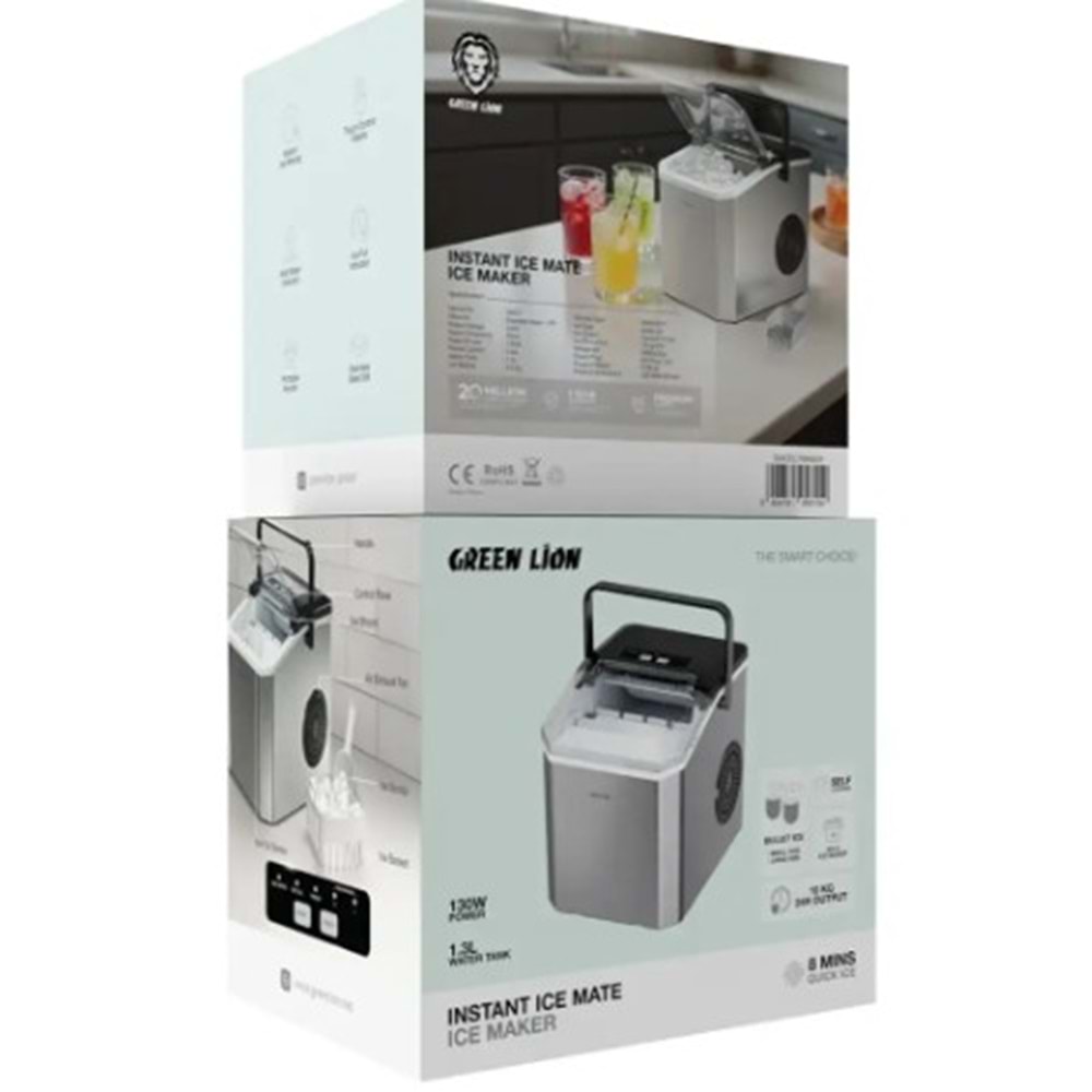 GREEN LİON HIZLI BUZ YAPMA MAKİNESİ 130W 1.5L - GRİ GNICEC7MKEGY