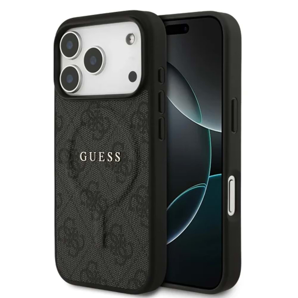 GUESS MAGSAFE 4G PU DERİ KILIF (KLASİK LOGOLU) İPHONE 17 PRO MAX - SİYAH GUOHMP17XP4MSEGCK