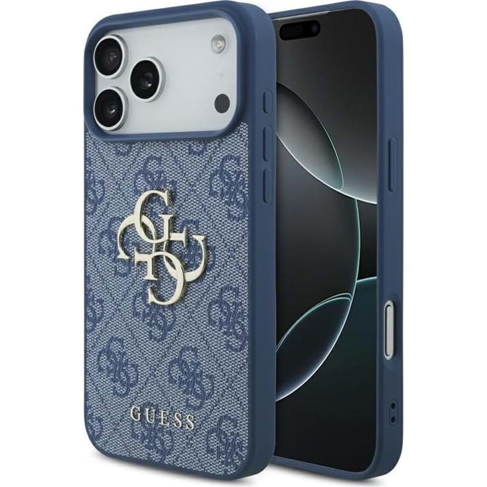 GUESS PU DERİ KILIF (BÜYÜK 4G & KLASİK LOGOLU) İPHONE 17 PRO MAX - MAVİ GUHCP17X4GMGBL