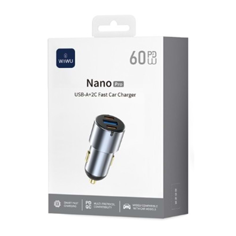 CC032 NANO PRO SERİSİ DUAL TYPE-C + USB-A 60W ARAÇ ŞARJI