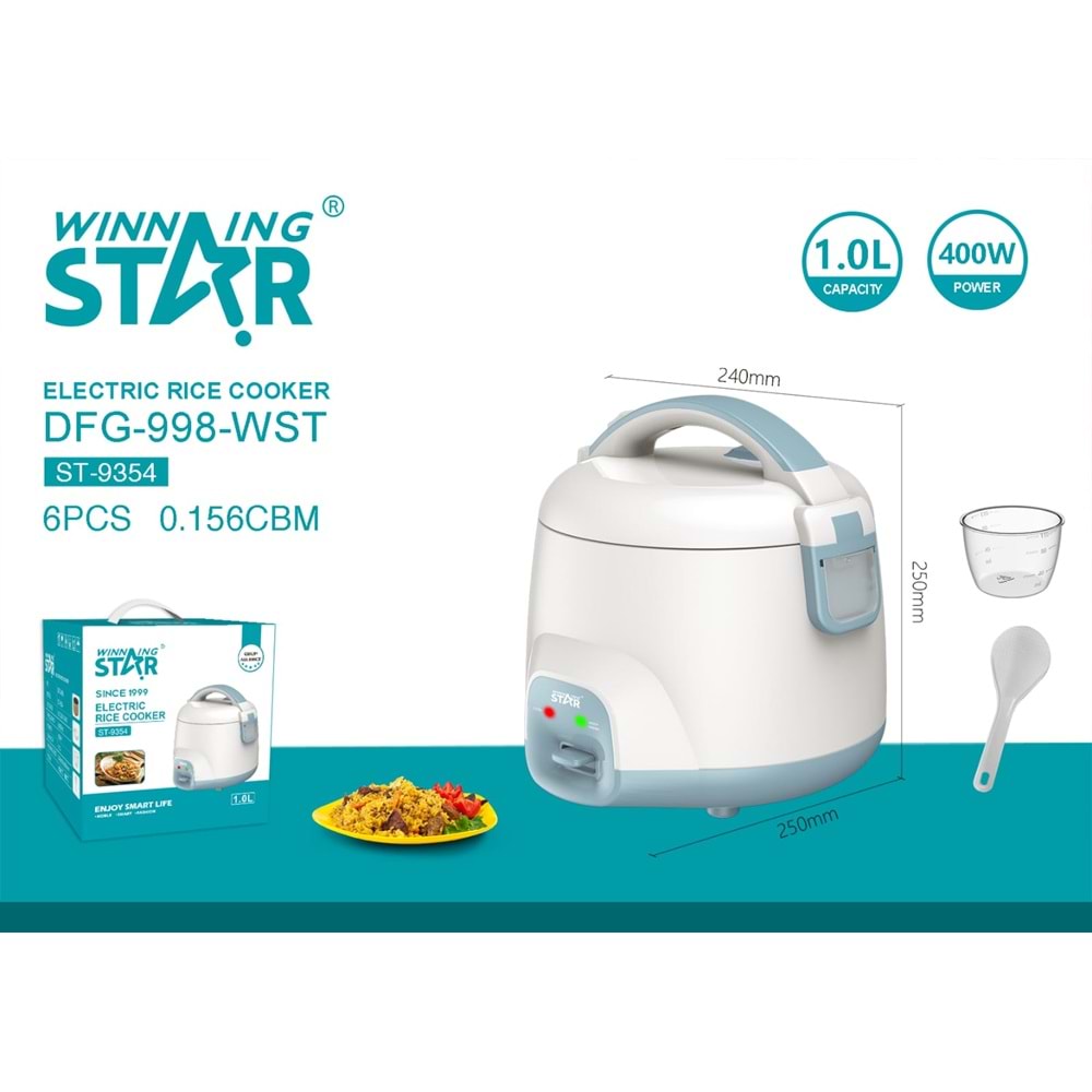 Winning Star ST-9354 Mini Pirinç Pişirici | Taşınabilir Akıllı Rice Cooker | Yapışmaz İç Hazne