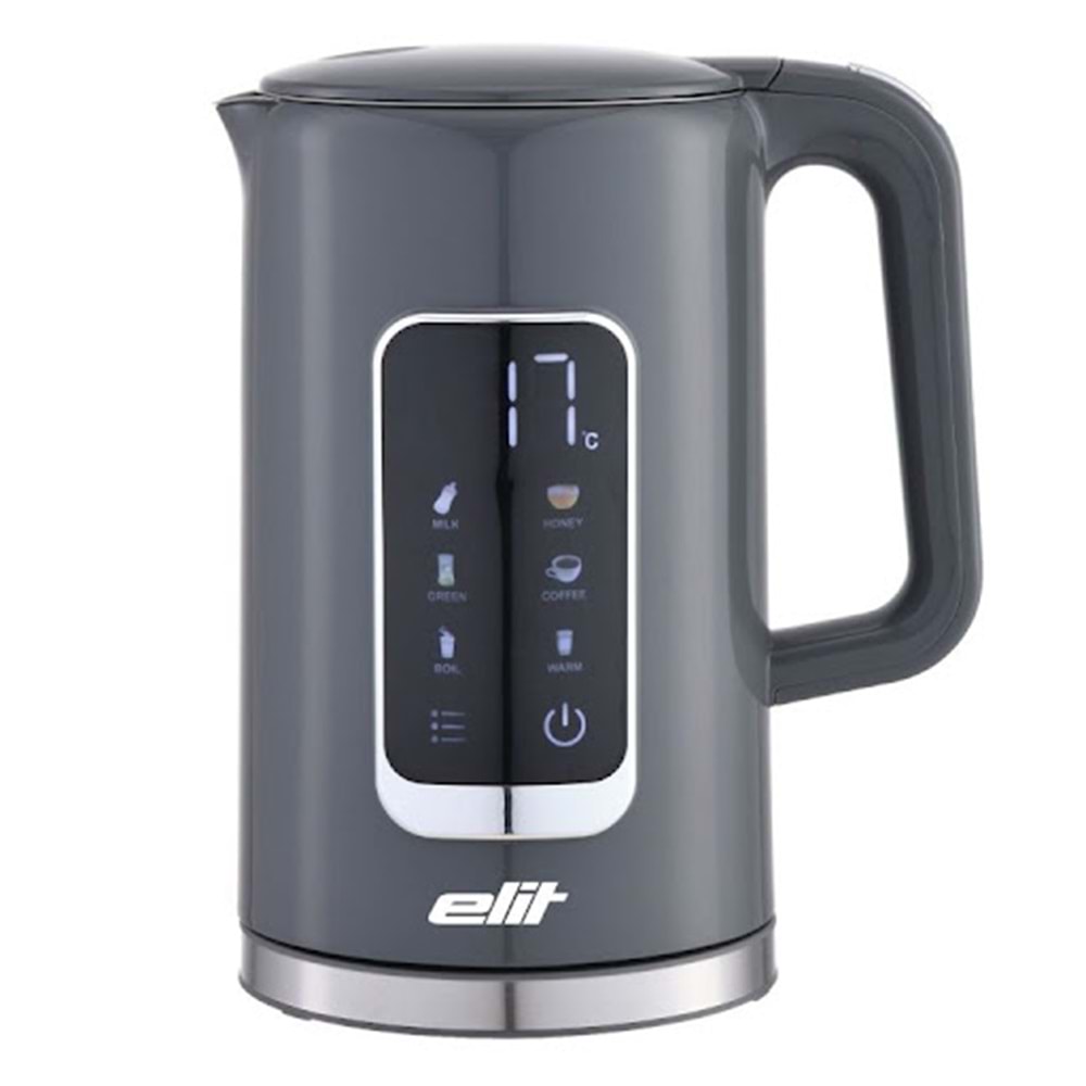ELİT COOLTOUCH 1.7 L DOKUNMATİK EKRANLI SU ISITICI GRİ 2200W 5 KADEMELİ