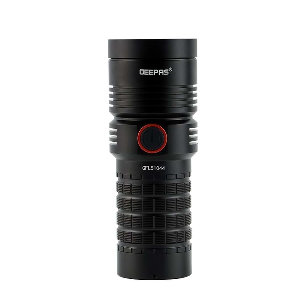 GEEPAS GFL51044 25W YÜKSEK GÜÇLÜ SİYAH LED EL FENERİ VE POWERBANK - SU GEÇİRMEZ ALÜMİNYUM GÖVDE - 15 SAAT ÇALIŞMA SÜRESİ