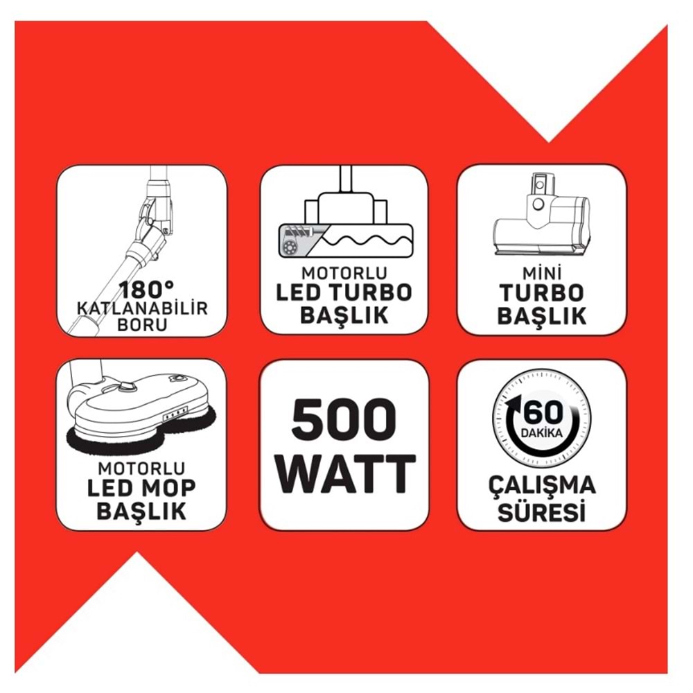 ARZUM AR4213 MAGİCLEAN HYDROFLEX DİKEY ŞARJLI SÜPÜRGE