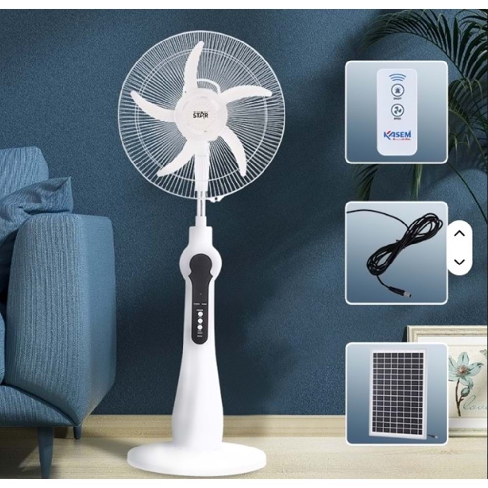 WINNING STAR ST-4004 UZAKTAN KUMANDALI SOLAR GÜNEŞ PANELLİ ŞARJLI VANTİLATÖR