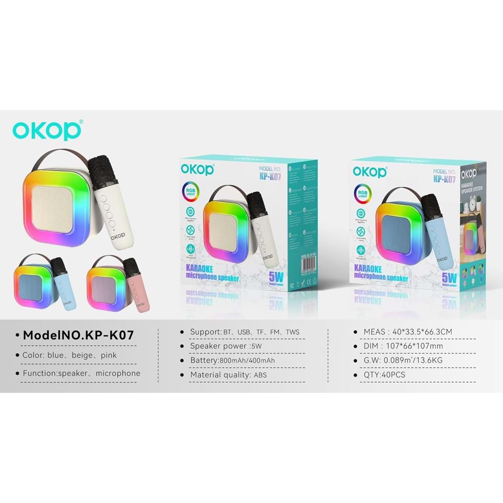 OKOP KP-K07 KARAOKE MİKROFON HOPARLÖR
