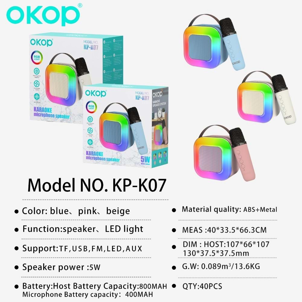 OKOP KP-K07 KARAOKE MİKROFON HOPARLÖR