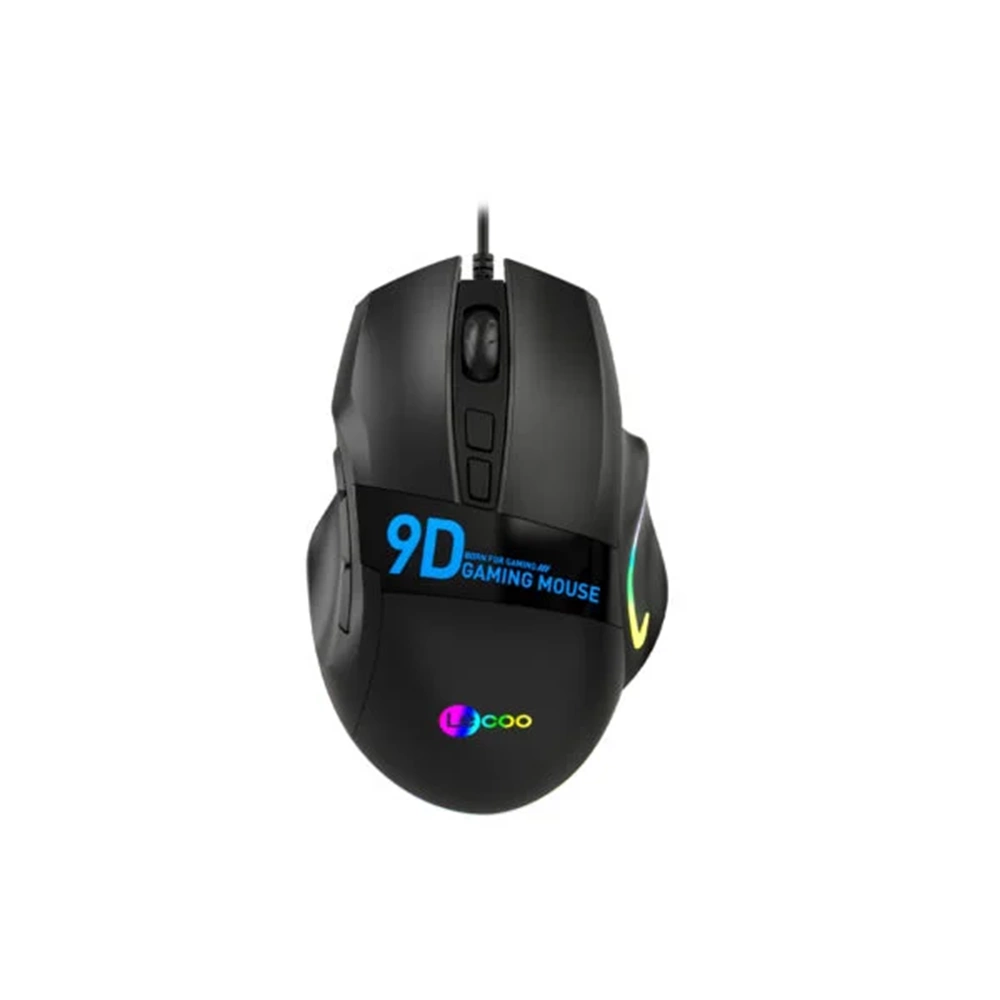 Lecoo MS130 Kablolu 7200DPI 9 Makro Tuşlu RGB LED Aydınlatmalı Gaming Optik Mouse Siyah