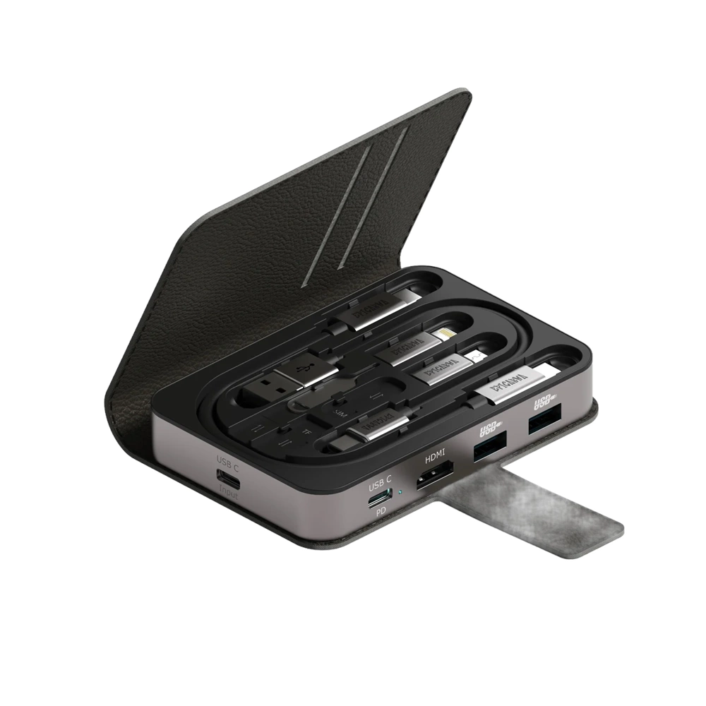 EPICARMA EA-HUBC-BK MULTI-FUNCTIONAL 7IN1 USB-C HUB VE KABLO KİTİ - 4K HDMI SD/TF 60W PD - SİYAH