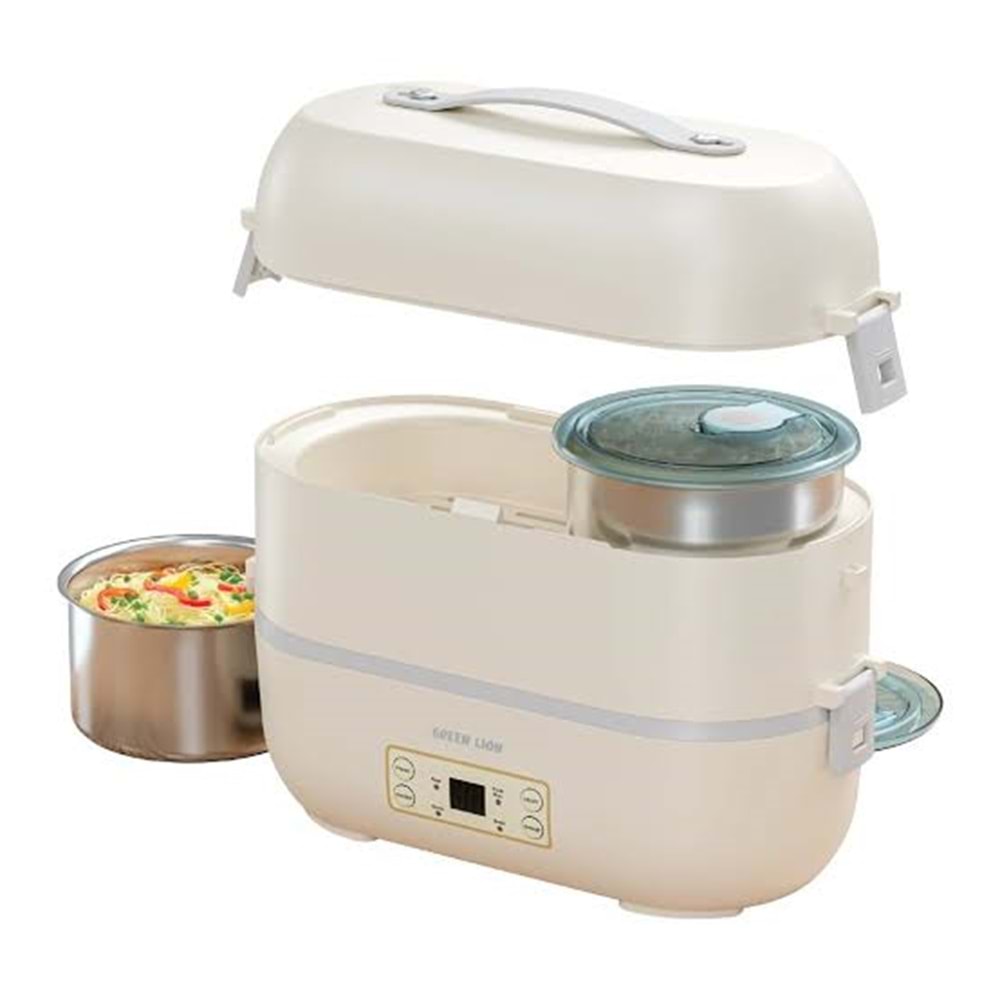 Green Lion GLB-25 Bölmeli Sefer Tası Yemek Kutusu 2L - Krem GNGB25LBXCM
