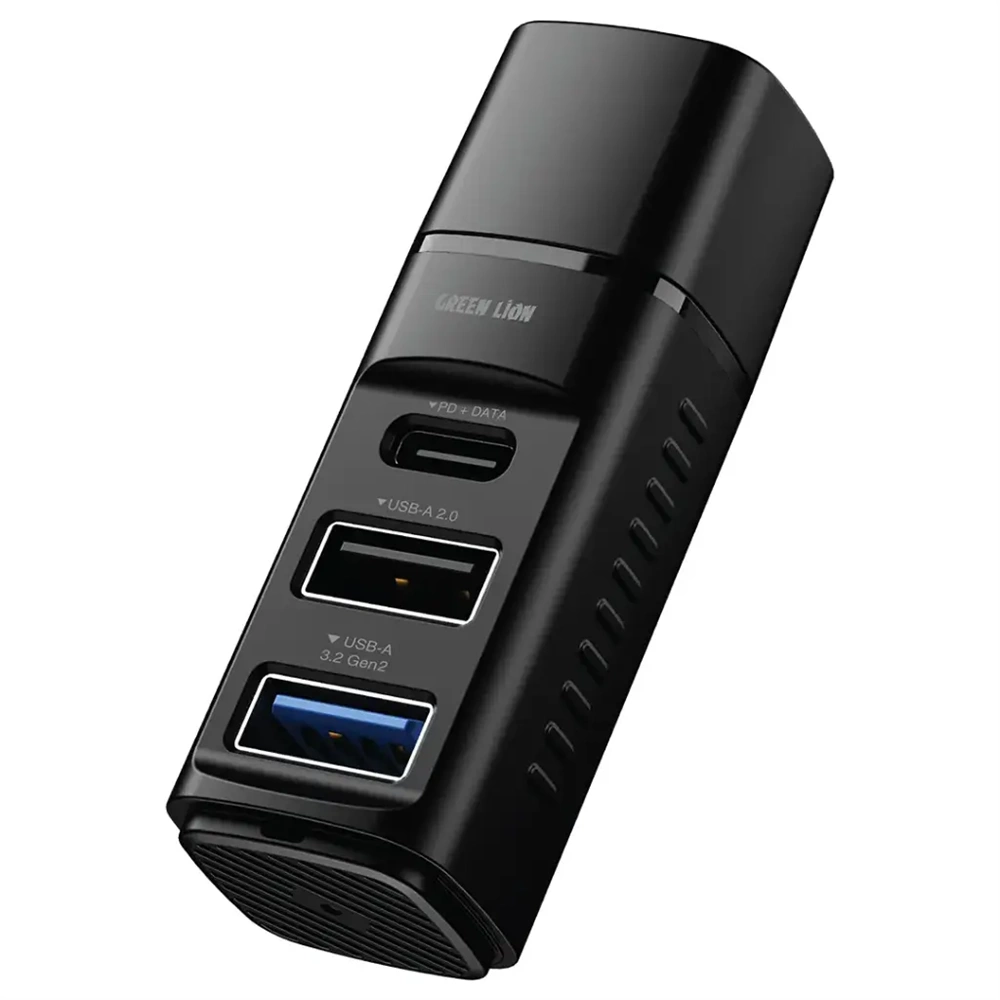 Green Lion 3'ü 1 Arada USB-C Hub Çoklayıcı Dönüştürücü - Siyah GN3N1DOCKPDBK