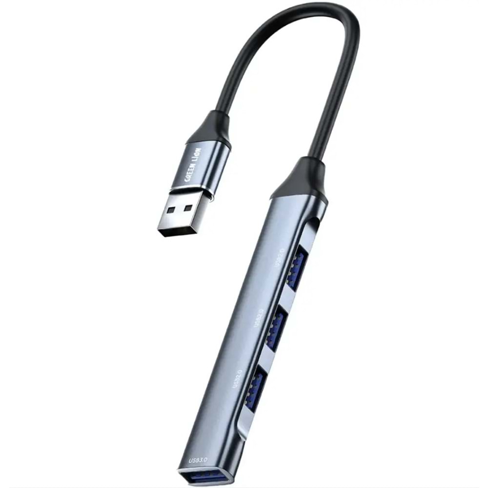 Green Lion 4'ü 1 Arada USB-C Hub Çoklayıcı Dönüştürücü - Siyah GN4N11HUSBCBK