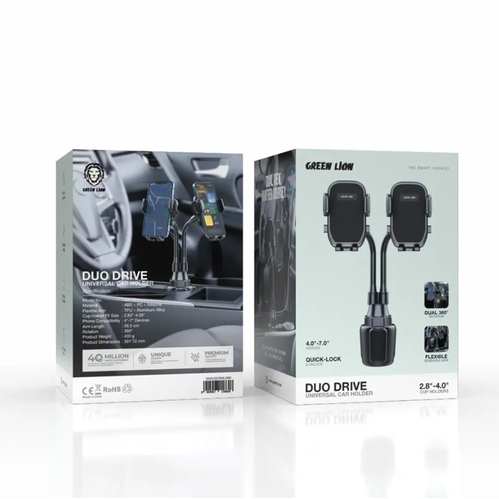 Green Lion Dual Drive Araç İçi Telefon Tutucu - Siyah GNDUDCRHLDBK