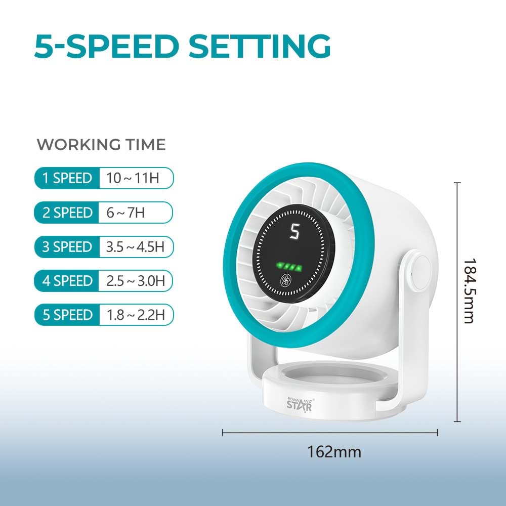 WİNNİNG STAR ST-4107 6 İNÇ ŞARJ EDİLEBİLİR MASAÜSTÜ VANTİLATÖR