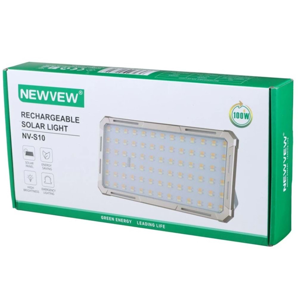 NEWVEW NV-S10 100W 10000MAH ŞARJ EDİLEBİLİR SOLAR LED AYDINLATMA