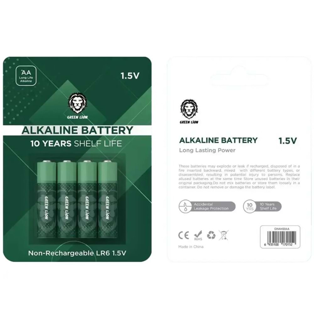 GREEN LION ALKALİN PİL AA 4'LÜ PAKET YEŞİL - GNAKBAA
