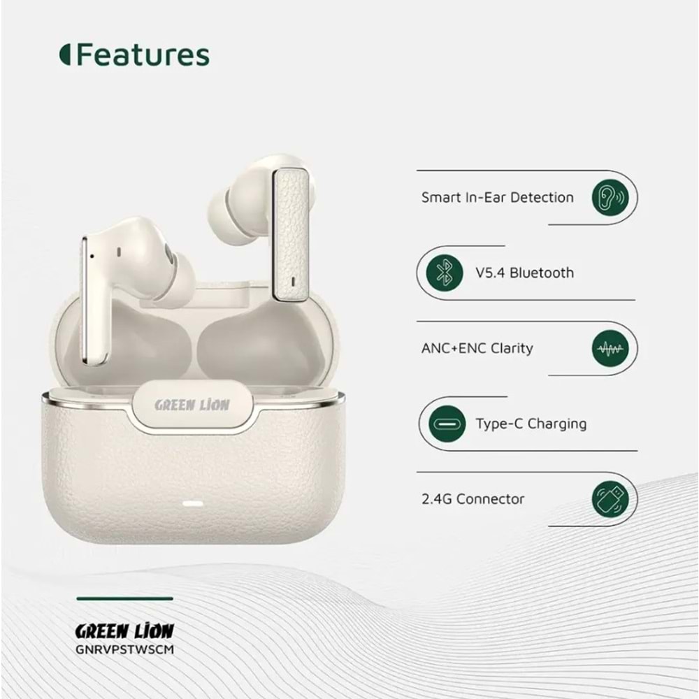 GREEN LION RIVER PLUS TWS KABLOSUZ KULAKLIK KREM - GNRVPSTWSCM