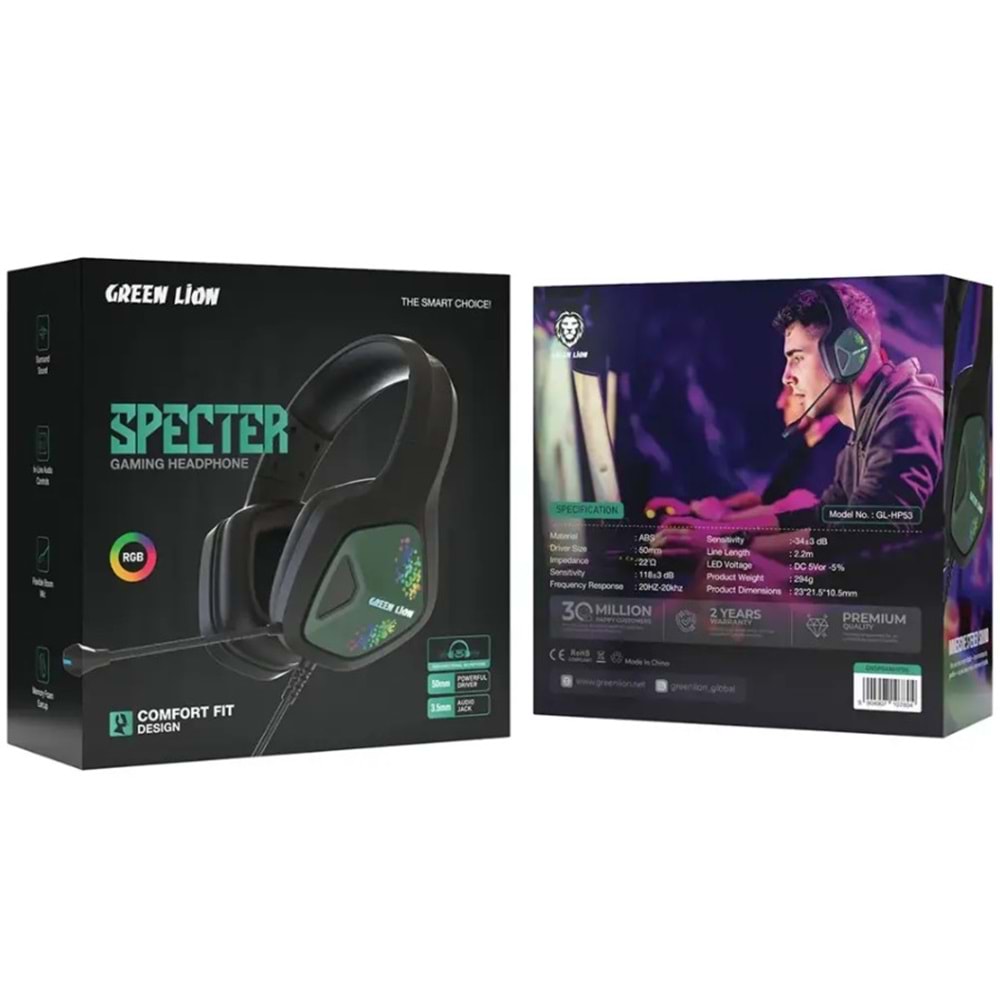 GREEN LION SPECTER OYUNCU KULAKLIĞI SİYAH - GNSPGAMHPBK
