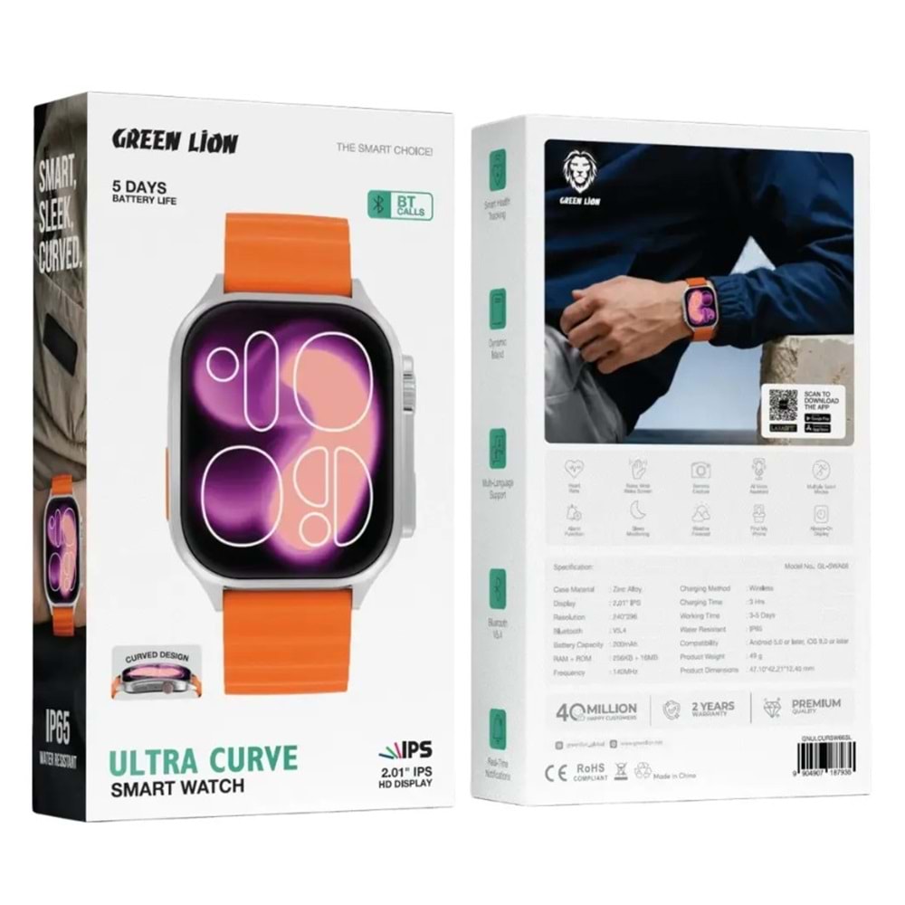 GREEN LION ULTRA CURVE AKILLI SAAT GÜMÜŞ - GNULCURSW66SL