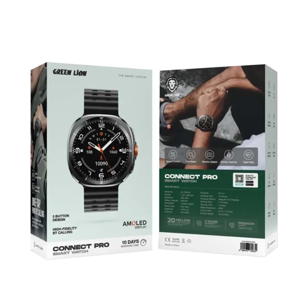 GREEN LION CONNECT PRO AKILLI SAAT SİYAH - GNCNNPSWBK