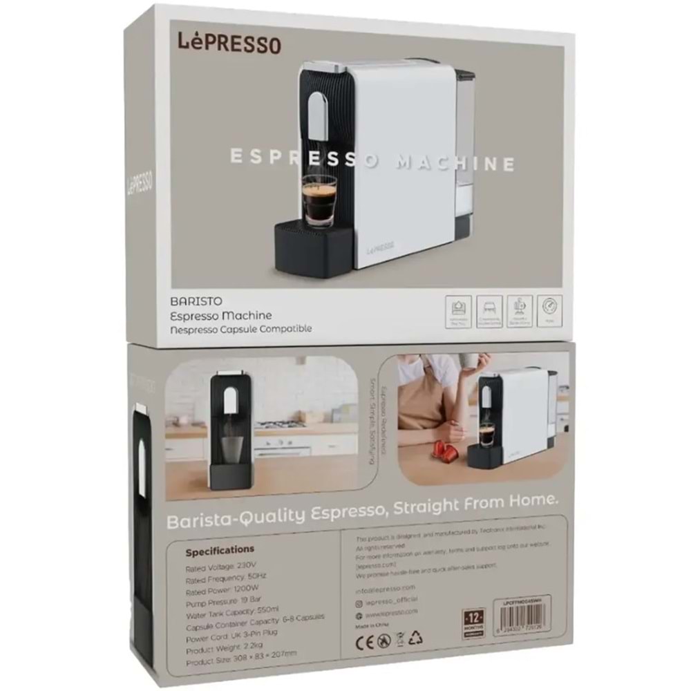 LEPRESSO BARISTO KAPSÜL ESPRESSO MAKİNESİ BEYAZ - LPCFFM0045WH