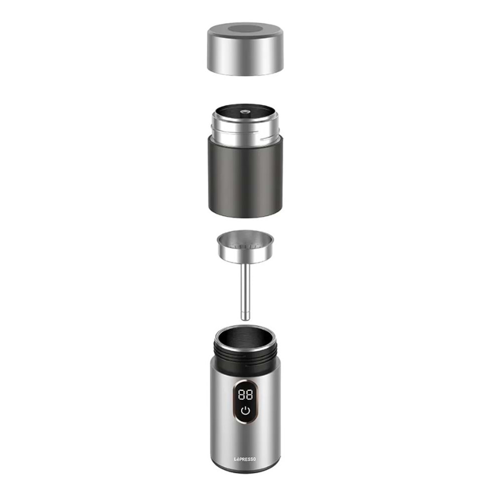 LEPRESSO MOKARISE ELEKTRİKLİ MOKA POT OTO VE EV APARATLI GÜMÜŞ - LPCFFMR0041SL