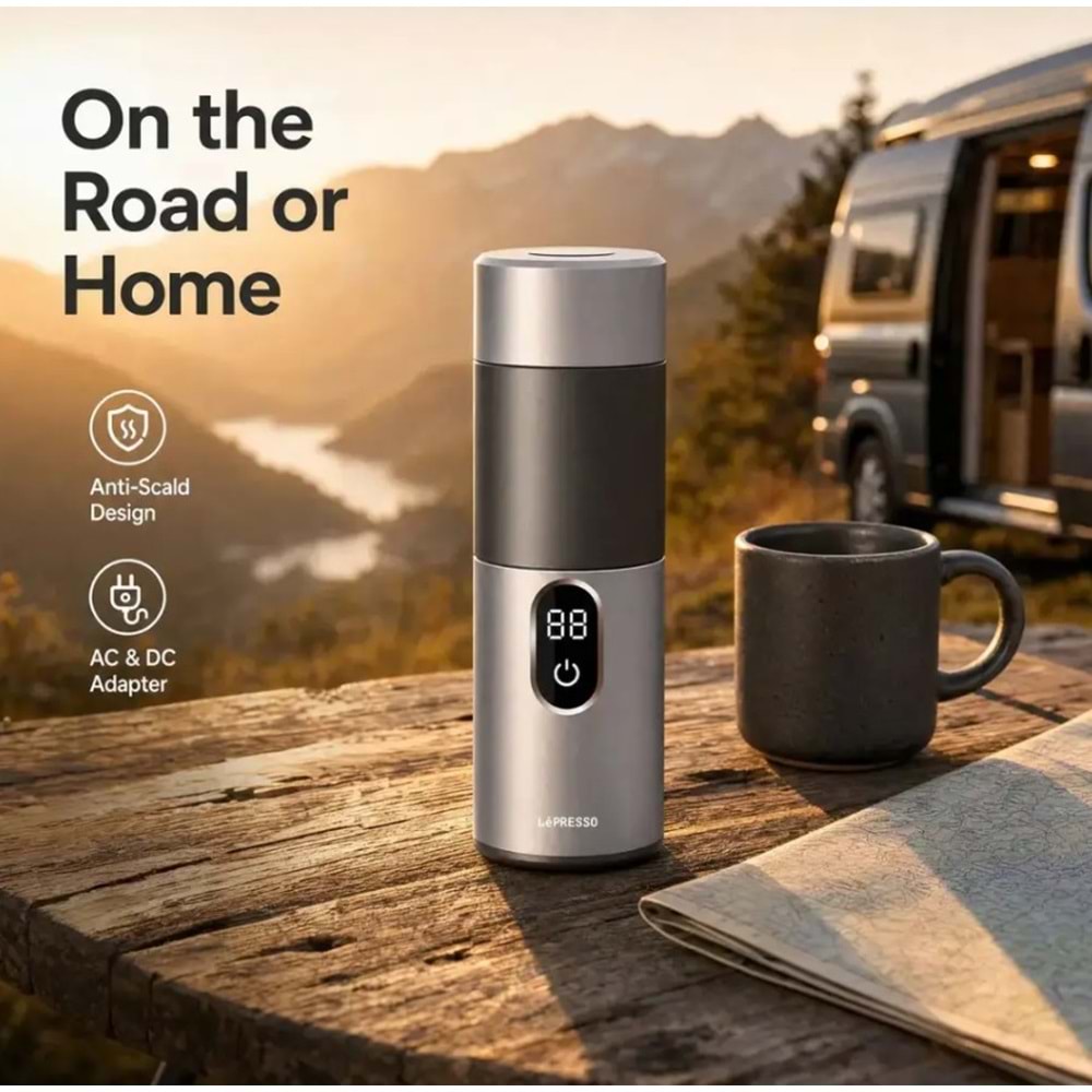 LEPRESSO MOKARISE ELEKTRİKLİ MOKA POT OTO VE EV APARATLI GÜMÜŞ - LPCFFMR0041SL