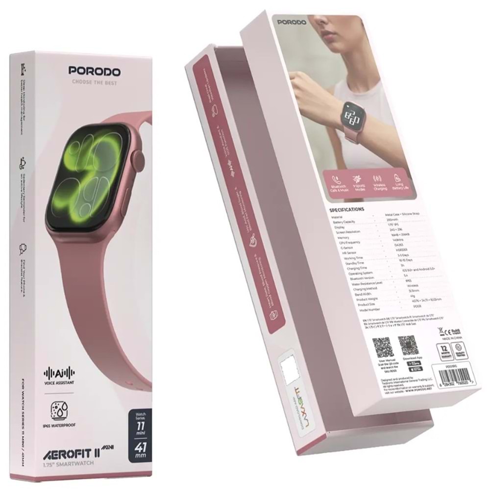 PORODO AEROFIT II SMARTWATCH SERİSİ 11 MİNİ 41MM ROSE ALTIN - PDS11RG