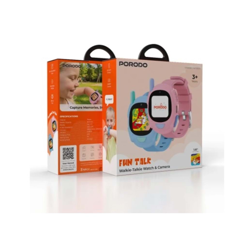 PORODO FUN TALK TELSİZLİ KAMERALI ÇOCUK SAATİ İKİLİ SET PEMBE MAVİ - PDS072BUPK